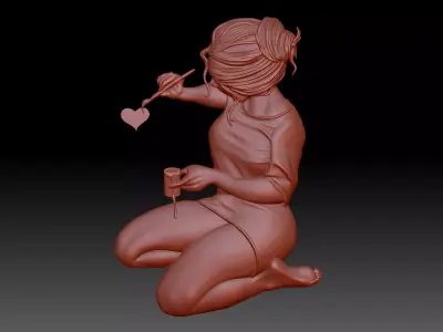 Girl and Heart 3D print model