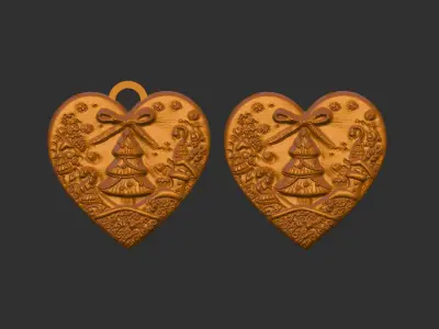 christmas heart decor  3D print model