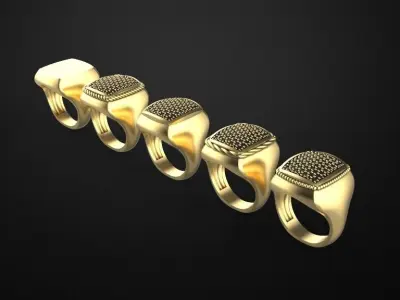 Men rings 5 models signet ring 3D print model