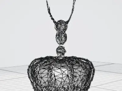Royal Crown Elegance 18K Gold Pendant Necklace 3D print model