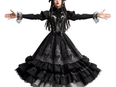 Gothic Lolita Dress model pack Low-poly 3D model