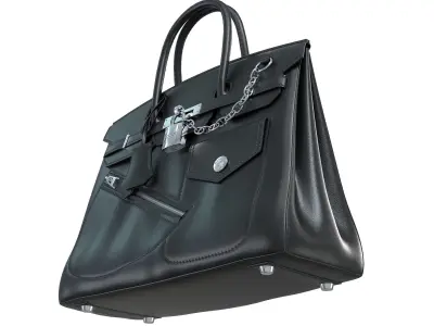 Hermes Birkin Rock Bag Black Low-poly 3D model