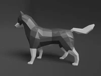 Low-poly Husky dog Low-poly 3D model