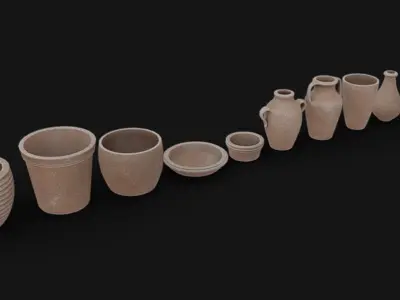 Clay Pots 01 Low-poly 3D model