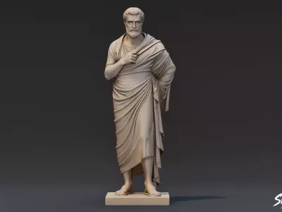 Greek Philosopher Statue Low-poly 3D model