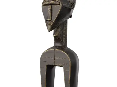 West African Heddle Pulley Statue-Traditional Tribal Art Low-poly 3D model