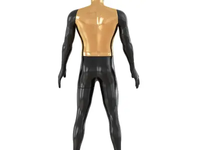 Abstract black mannequin with golden torso 132 3D model