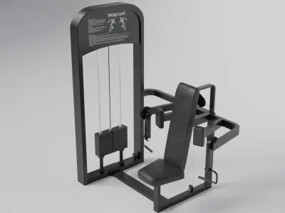 Gym 3D model set exercise bike with monitor 3D model