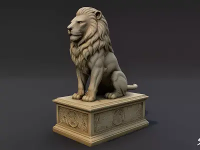 Lion Statue V1 Low-poly 3D model