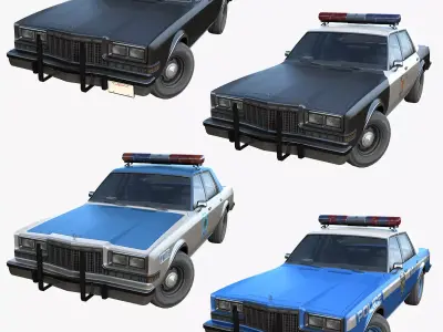 Dodge Diplomat 1980 police car Low-poly 3D model