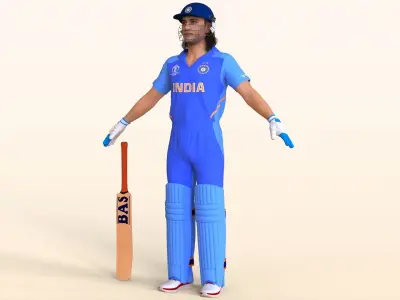 Cricket Batsman Dhoni 3D model