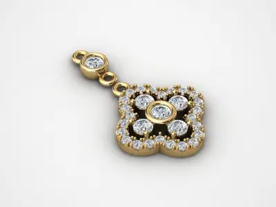 pendant diamond gold 3D print model