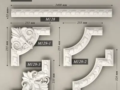 Molding with corner elements Harmony M128 3D model