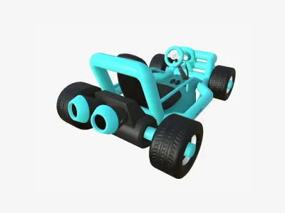 Cartoon Kart H10 Light Blue - Vehicle Racing Design Low-poly 3D model