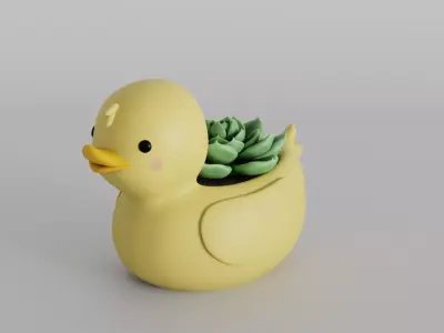 Cute and Whimsical Duck Figurine Planter 3D print model