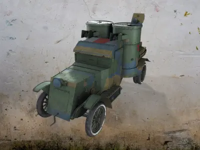 WWI armored car - Austin - 3rd Series 1918 Low-poly 3D model