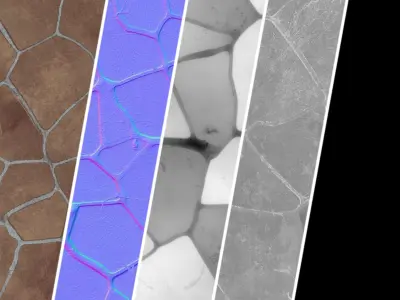 Pavement Materials 56- Stones Paving Sbsar Pbr 4k Seamless Texture