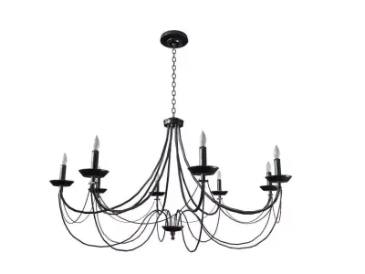 Chandelier Game Ready with six candles Low-poly 3D model