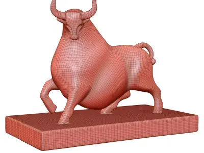 Brass Lucky Bull Statue 3D model