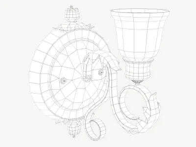 Antique Wall Lamp Low-poly 3D model