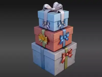Stacked Gift Boxes 3D Model Christmas Present Decor Low-poly 3D model