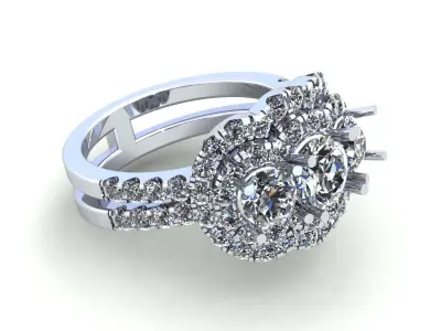 Three Stone Pav Set Wedding Ring 399 3D print model