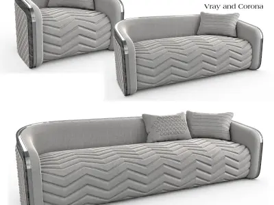 Luxury Modern Sofa And Cushion Pack 3D model