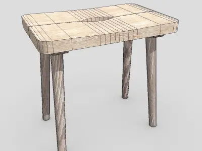 Stool 9 wooden Low-poly 3D model