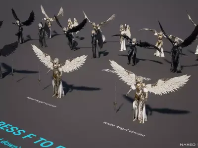 Archangel Valkyrie - Winged Warrior - Game-ready 3D Character Low-poly 3D model