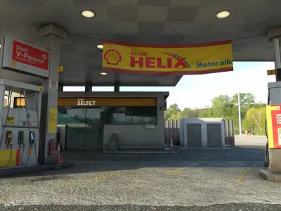 Shell Fuel Station Low-poly 3D model