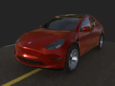 Futuristic Electric Sedan - Red Low-poly 3D model