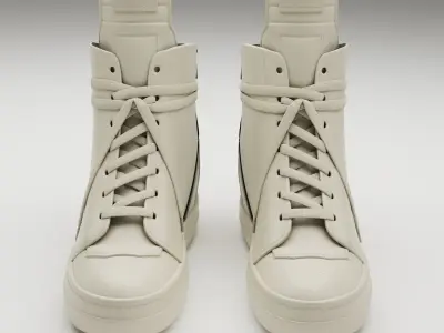 Sneakers Rick Owens Geobasket Converse White Low-poly 3D model