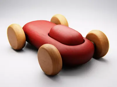 Minimal Wooden Toy Car 3D Model - Classic Smooth Design 3D print model