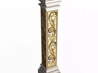 Stair Baluster 03 White Low-poly 3D model