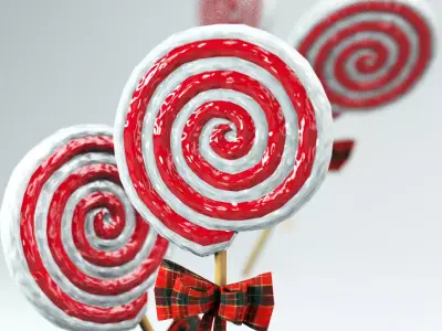 Christmas Candy Spiral Lollipop 3D Model 3D model
