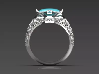 Luxury Desert Turquoise stl 3d Ring model gr0040 3D print model