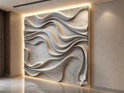 modern panel wall decor set wall relief mural CNC 73 3D model