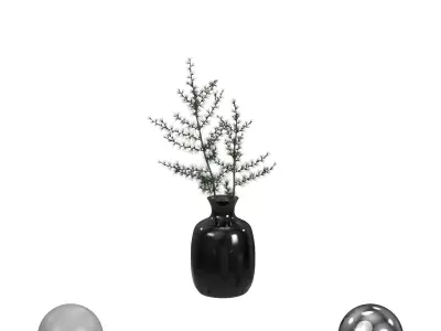 A set of branches in vases 3D model