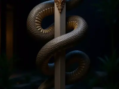 Snake and Sword 3D Model Mythical Weapon Coiled Serpent Design Low-poly 3D model