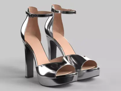 Unbranded Sandal 03 Women Platform Sandal grey Low-poly 3D model