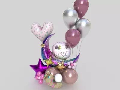  BABY GIRL BALLOON Low-poly 3D model