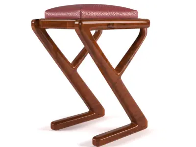 dining table and chair Glossy Wood Free 3D model