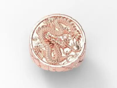 Dragon nudget signet ring 3D print model
