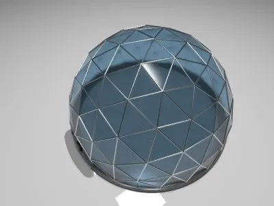 Geodesic Dome with Door Opening and enclosure Panels and Base 3D model