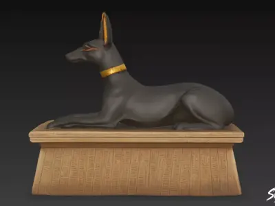 Egyptian Anubis Jackal Statue Low-poly 3D model
