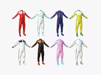 08 Racing Pilot Uniforms A Collection - Character Clothing 3D Model Pack