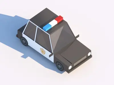 Cartoon Low Poly Police Car Low-poly 3D model