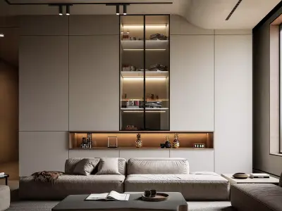 LIVING AREA WITH OPEN KITCHEN  3D print model