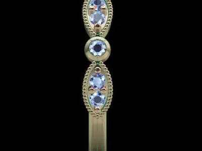 Three Quarter Antique Style Diamond Band Ring 3D print model