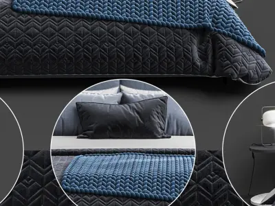 Modern double bed bedroom 3D model